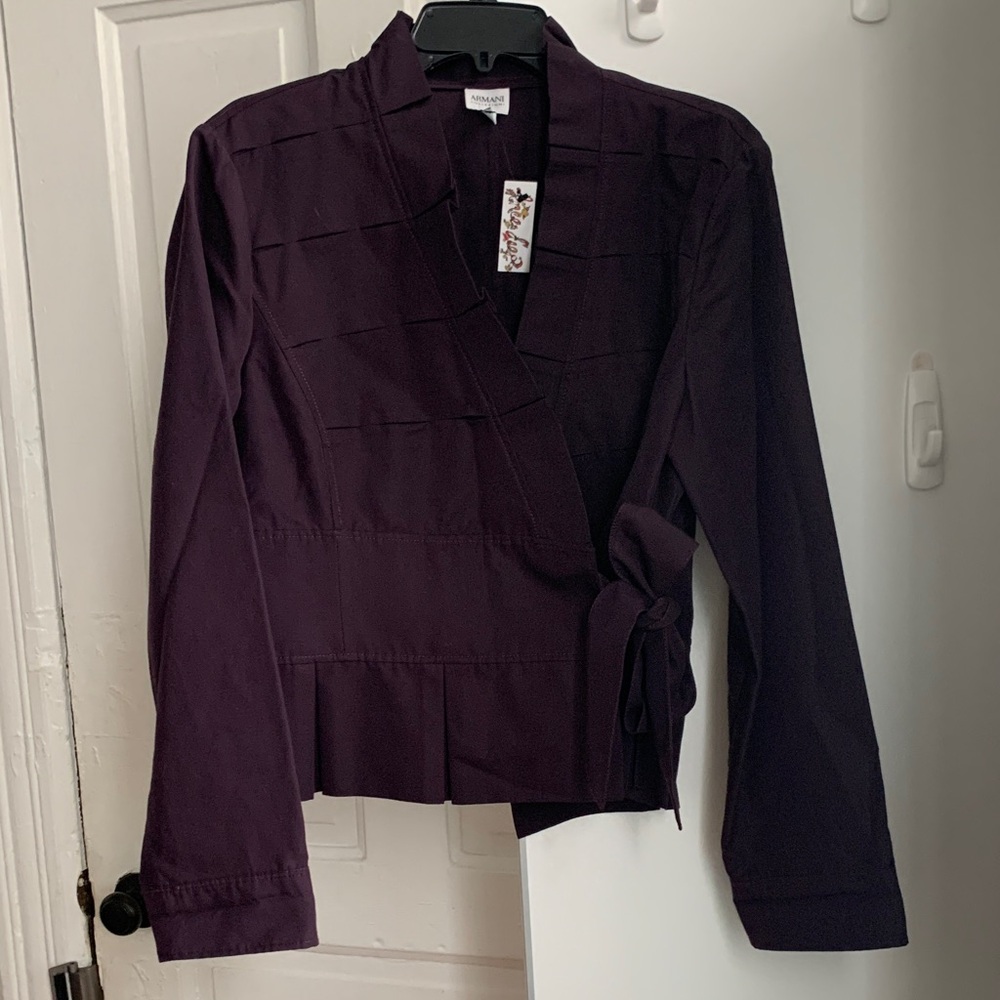 Purple Armani Collection Wrap Blouse
